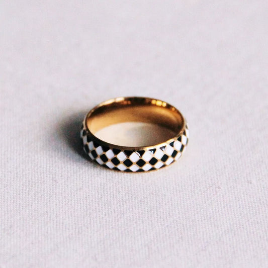 Bague motif noir/blanc - Bazou