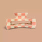 Pince a cheveux rectangulaire damier rose bébé - Agathe and coco