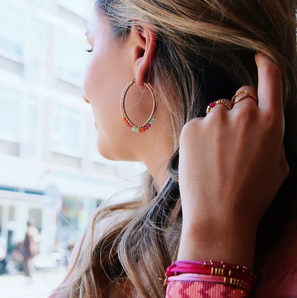 boucle oreilles femme coloré fun perle été acier inoxydable 