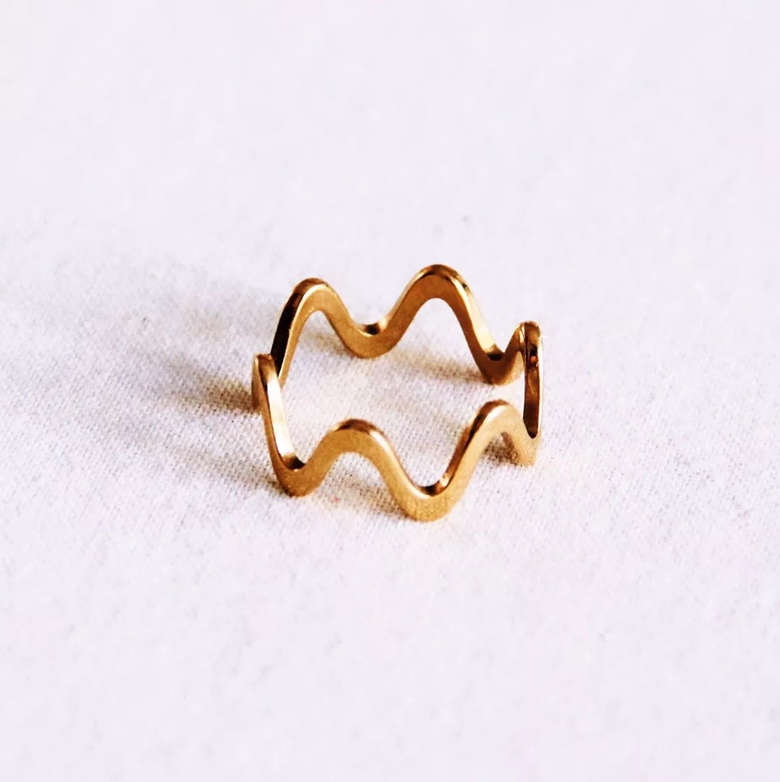 bague vague acier inoxydable doré tendance femme