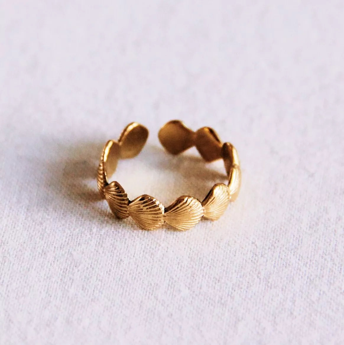 bague coquillage réglable femme mode simple doré ajustable 