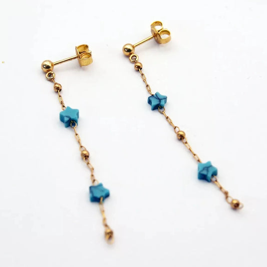 Boucles d'oreilles 2 Stone Star Turquoise - Adorabili Paris