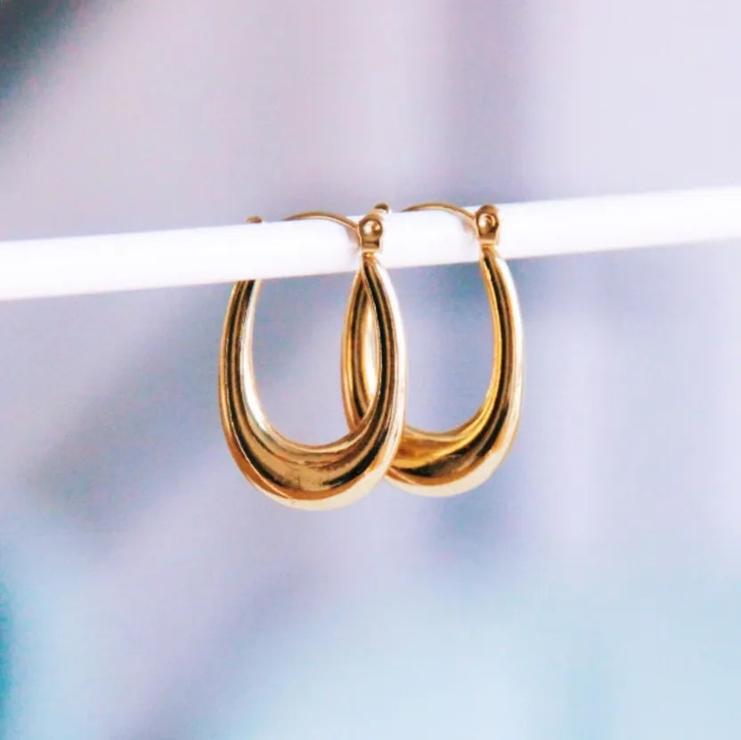 Boucles d'oreilles ovale évasée en acier inoxydable - Bazou