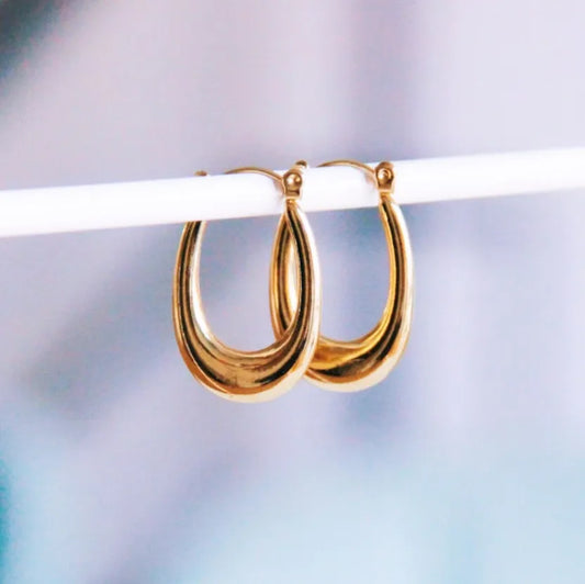 Boucles d'oreilles ovale évasée en acier inoxydable - Bazou