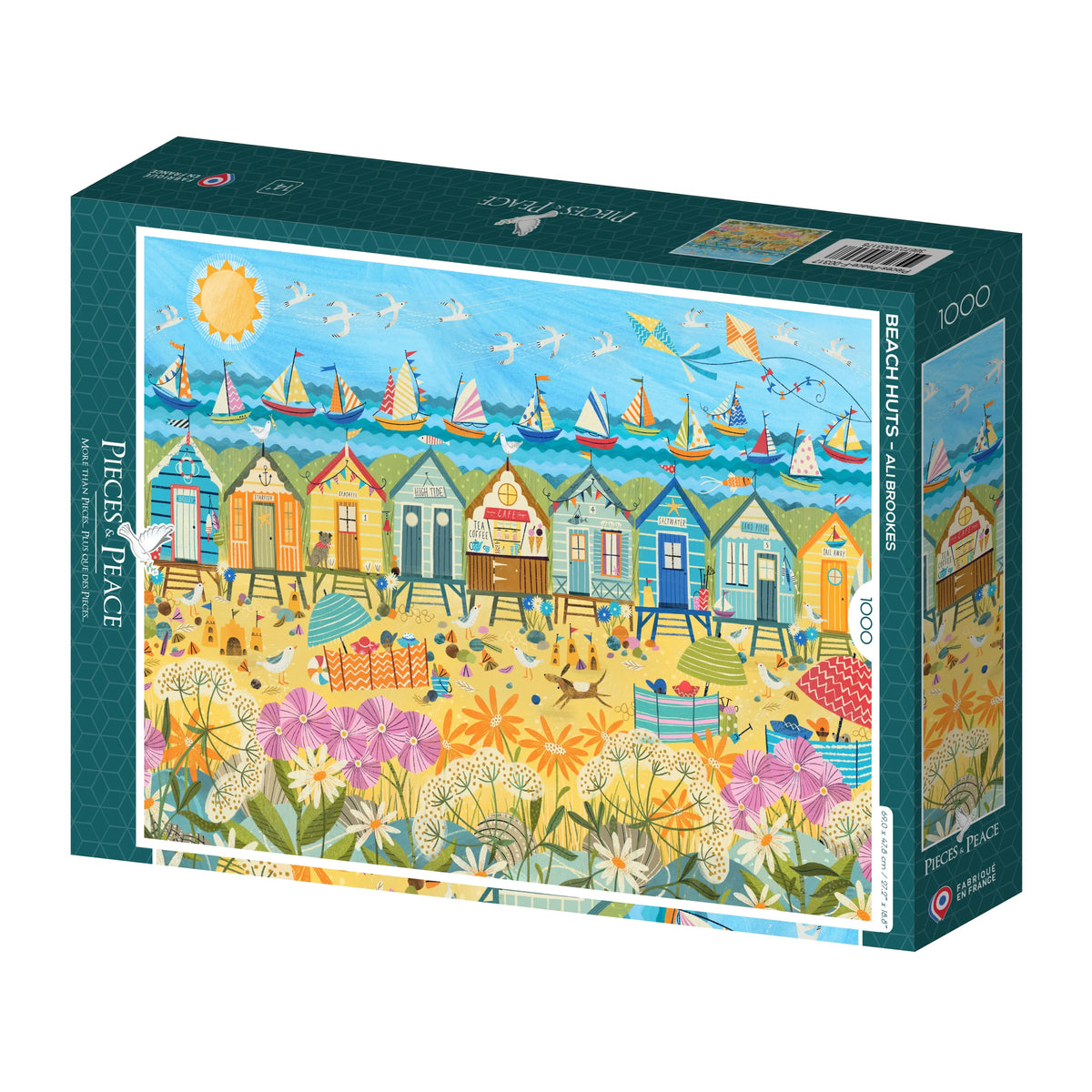 Puzzle 1000 pièces "Cabines de Plage" - PIECES & PEACE