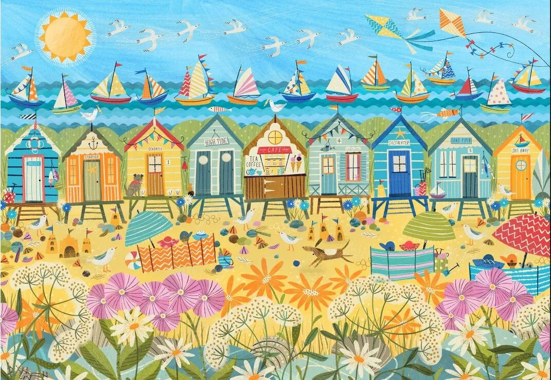Puzzle 1000 pièces "Cabines de Plage" - PIECES & PEACE