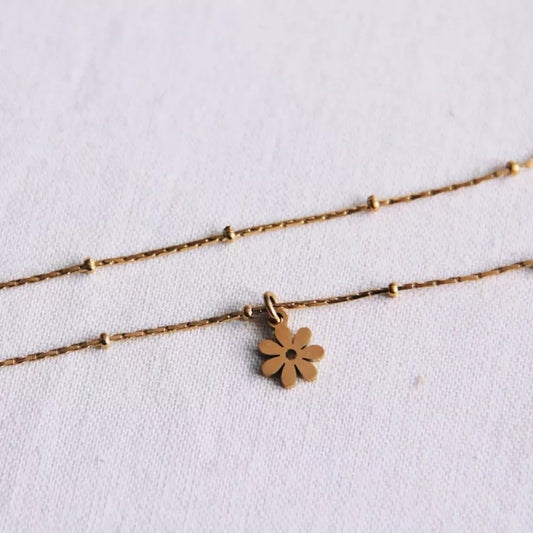 Bracelet de cheville fin orné d'une marguerite - Bazou