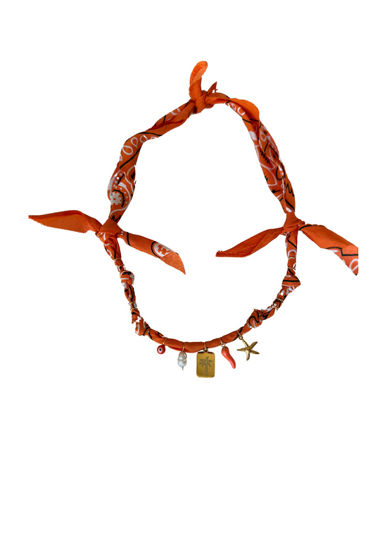 Collier Orange Santa Giulia palmier carré - Badhnati