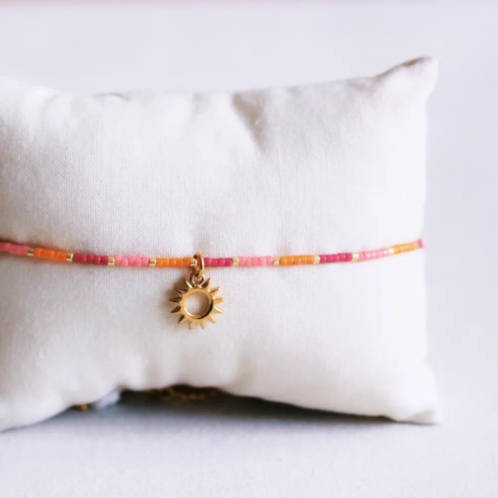 Bracelet de cheville Miyuki avec soleil - rose/orange/cerise - Bazou