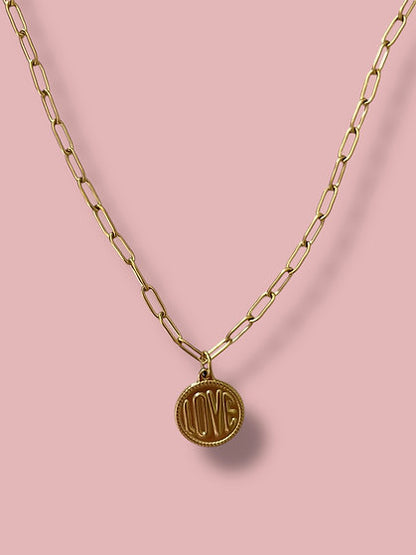 collier love latelier bijoux rose dore violet femme made in France 