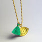 Collier Pendentif Oeil x Pompon Vert emeraude - Adorabili Paris