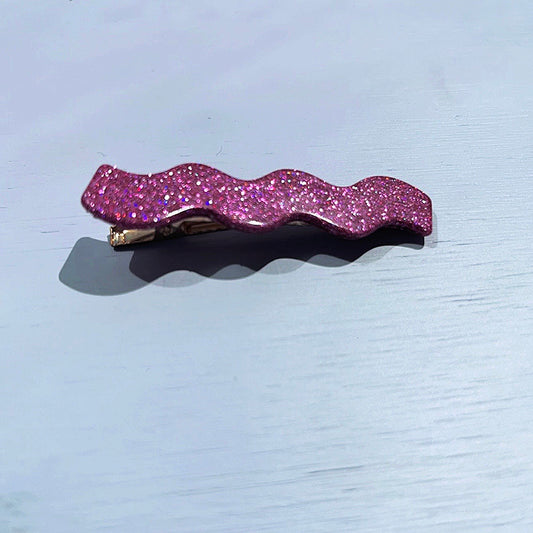 Barrettes vagues à paillette fuschia - Seshat