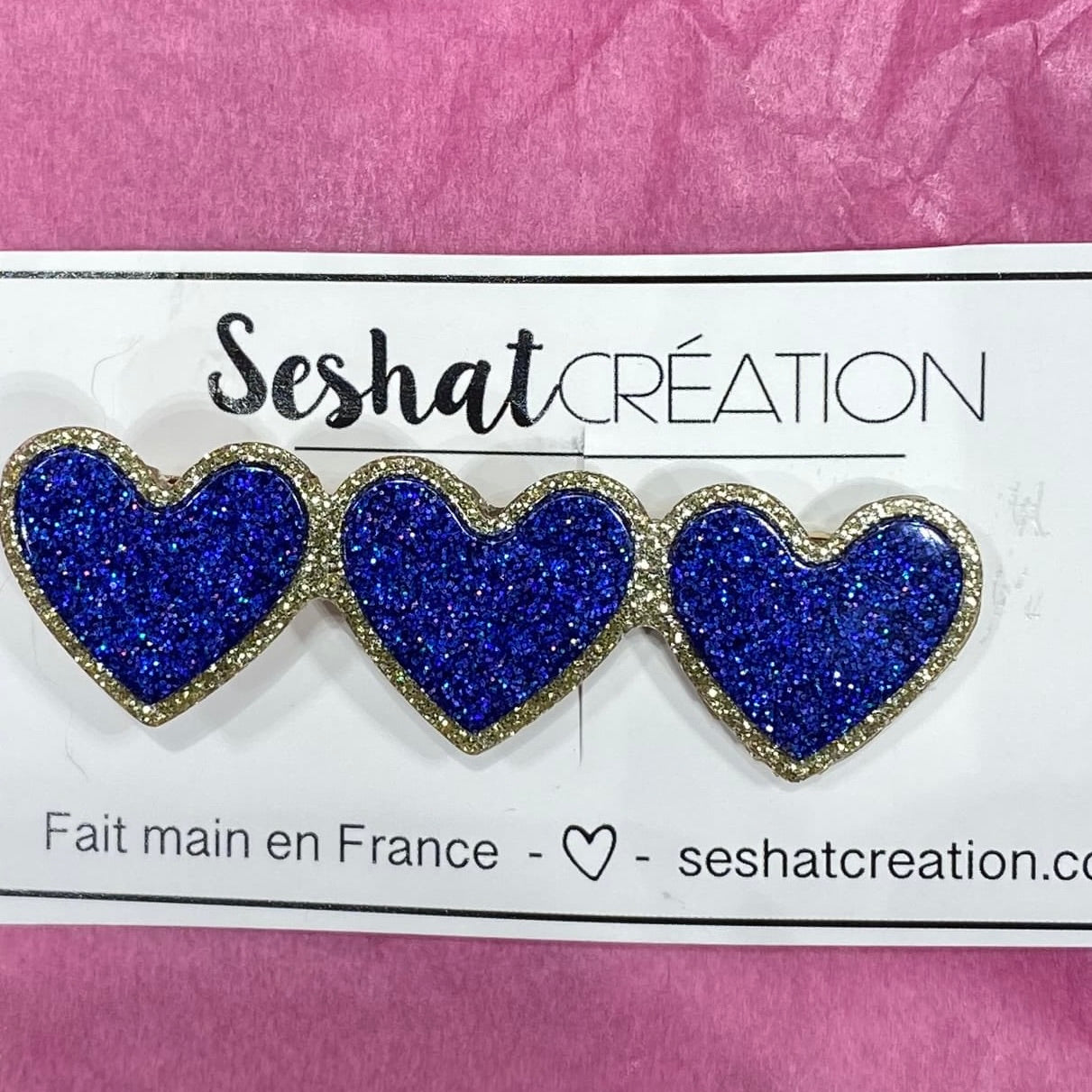 Barrettes Triple coeur à paillette - Seshat