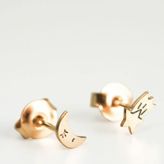 Boucles d'oreilles Lune / Etoile filante - Adorabili Paris
