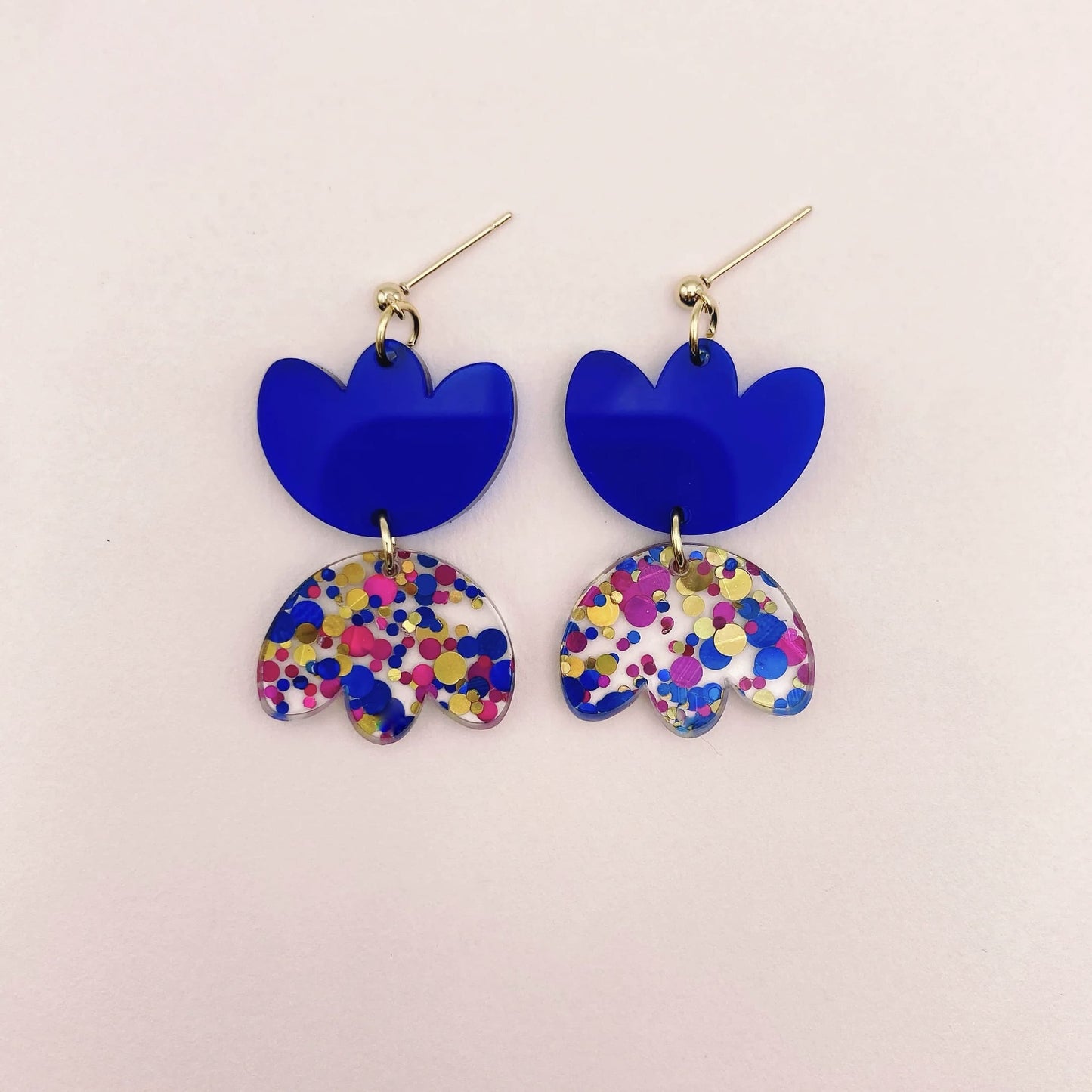 Boucles d'oreilles Rosette Bleu - Studio Annette