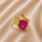 Bague ajustable ELIZIO en acier inoxydable "Fuchsia Magique" - NOAKIS
