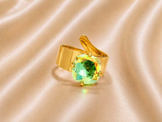 Bague ajustable ELIZIO en acier inoxydable "Aurore Boréale" - NOAKIS