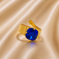 Bague ajustable ELIZIO en acier inoxydable "Bleu Électrique" - NOAKIS