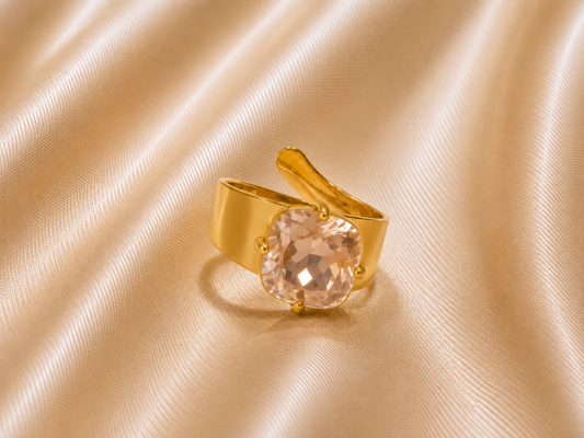 Bague ajustable ELIZIO en acier inoxydable "Champagne Rosé" - NOAKIS