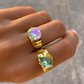 Bague ajustable ELIZIO en acier inoxydable "Violet Lavande" - NOAKIS