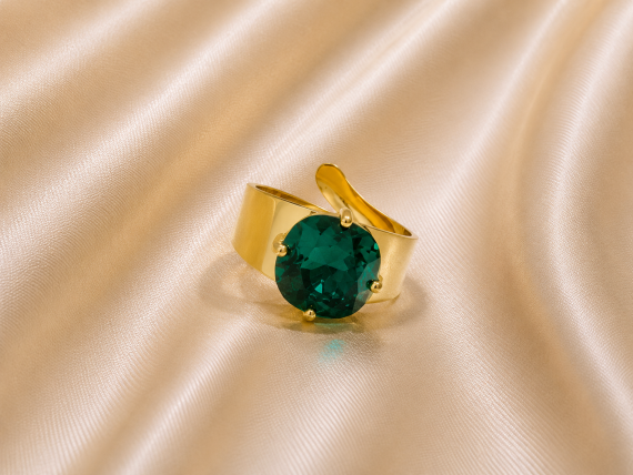 Bague ajustable ELIZIO en acier inoxydable "Vert Émeraude" - NOAKIS
