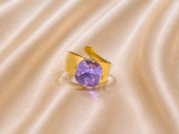 Bague ajustable ELIZIO en acier inoxydable "Violet Lavande" - NOAKIS