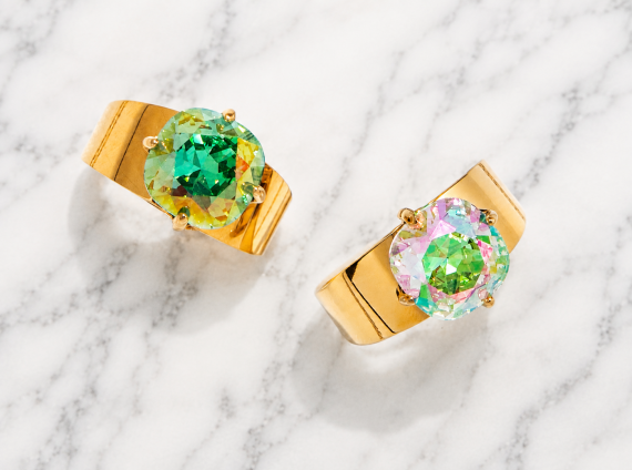 Bague ajustable ELIZIO en acier inoxydable "Aurore Boréale" - NOAKIS