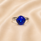 Bague ajustable MOZIE en acier argenté inoxydable "Bleu Électrique" - NOAKIS