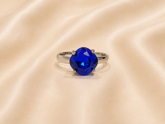 Bague ajustable MOZIE en acier argenté inoxydable "Bleu Électrique" - NOAKIS