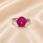 Bague ajustable MOZIE en acier argenté inoxydable "Fuchsia Magique" - NOAKIS