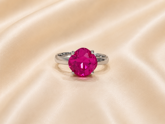 Bague ajustable MOZIE en acier argenté inoxydable "Fuchsia Magique" - NOAKIS