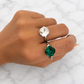 Bague ajustable MOZIE en acier argenté inoxydable "Bleu Glacier" - NOAKIS