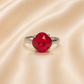 Bague ajustable MOZIE en acier argenté inoxydable "Rouge Amour" - NOAKIS