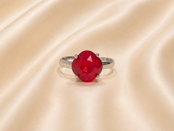 Bague ajustable MOZIE en acier argenté inoxydable "Rouge Amour" - NOAKIS