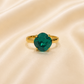 Bague ajustable MOZIE en acier doré inoxydable "Vert Émeraude" - NOAKIS