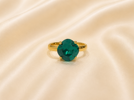 Bague ajustable MOZIE en acier doré inoxydable "Vert Émeraude" - NOAKIS