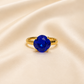 Bague ajustable MOZIE en acier doré inoxydable "Bleu Électrique" - NOAKIS