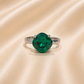 Bague ajustable MOZIE en acier argenté inoxydable "Vert Émeraude" - NOAKIS