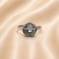 Bague ajustable MOZIE en acier argenté inoxydable "Noir Luxe" - NOAKIS