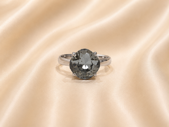 Bague ajustable MOZIE en acier argenté inoxydable "Noir Luxe" - NOAKIS