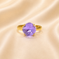 Bague ajustable MOZIE en acier doré inoxydable "Violet Lavande" - NOAKIS