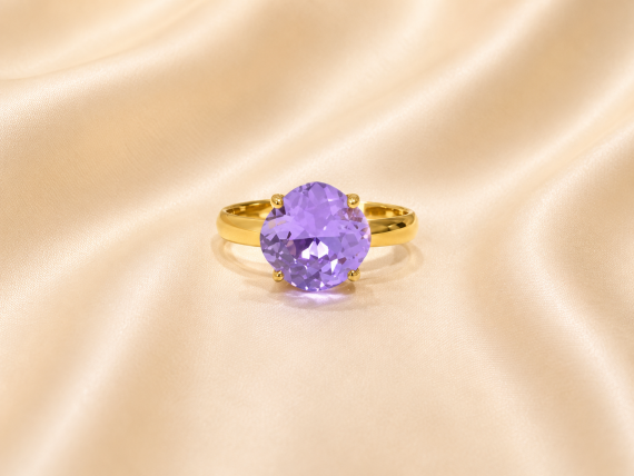 Bague ajustable MOZIE en acier doré inoxydable "Violet Lavande" - NOAKIS