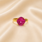 Bague ajustable MOZIE en acier doré inoxydable "Fuchsia Magique" - NOAKIS