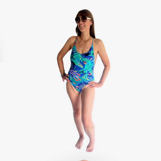 Maillot de bain une pièce imprimé "Corail"