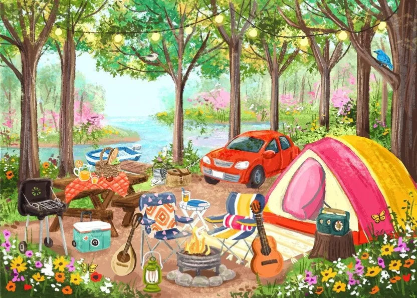 Puzzle 500p Journée au camping - Pieces and Peace