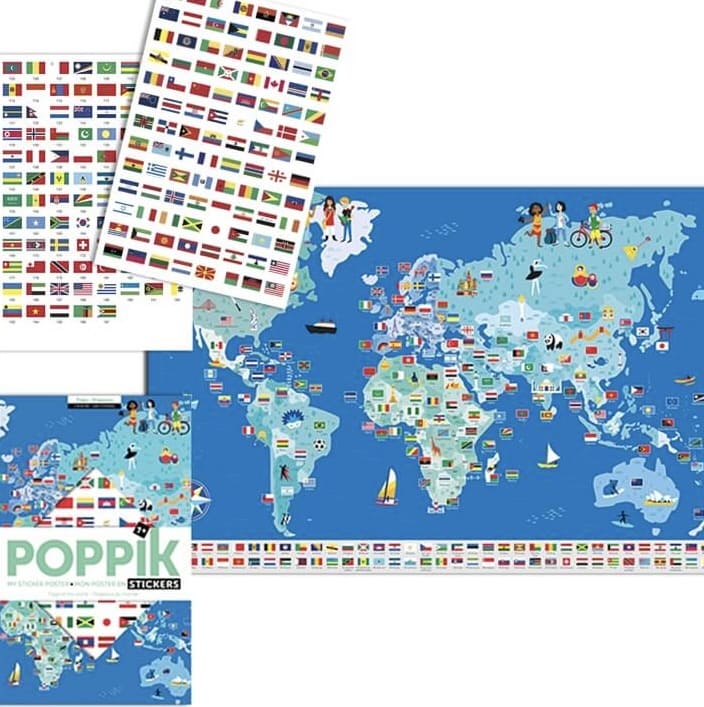 Poster éducatif et Stickers Drapeaux - Poppik