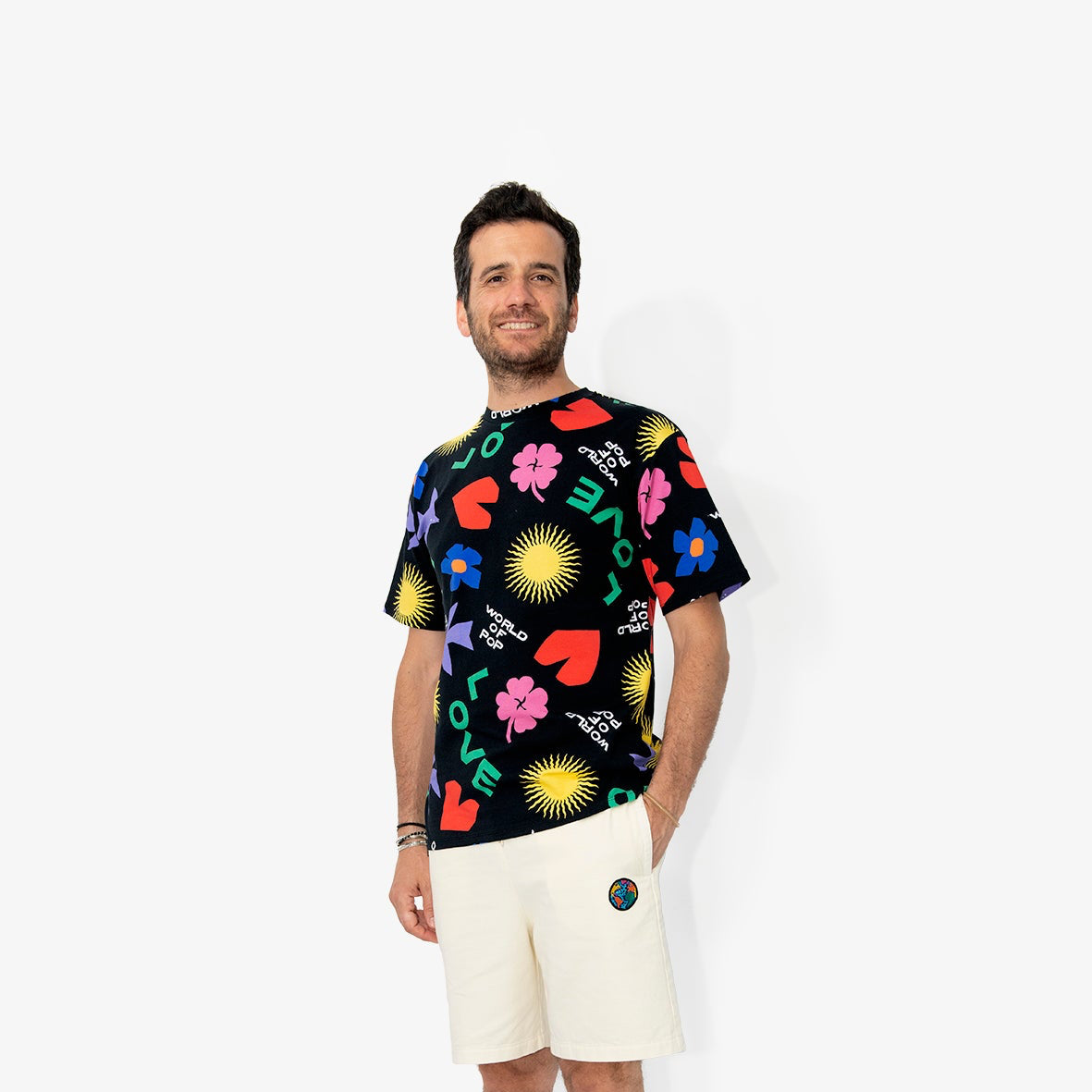 T-shirt noir "Symboles" en coton bio pour adultes