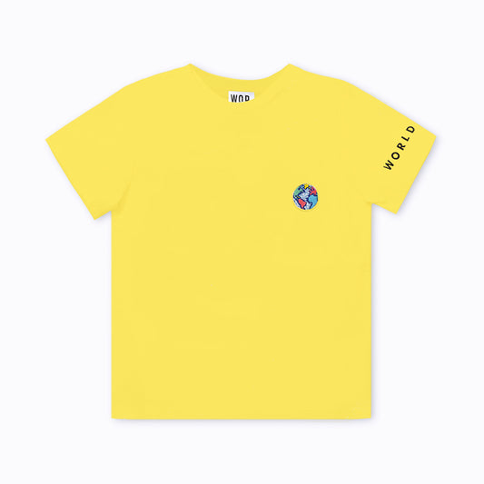 T-shirt jaune badge "Planète Iconique" en Coton Bio