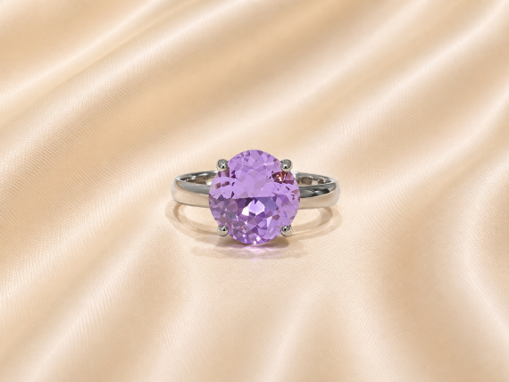 Bague ajustable MOZIE en acier argenté inoxydable "Violet Lavande" - NOAKIS
