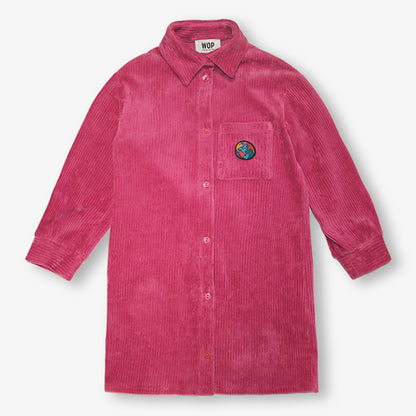 Robes-chemises fuschia & noire iconiques "Badge Planète" en velours pour adultes